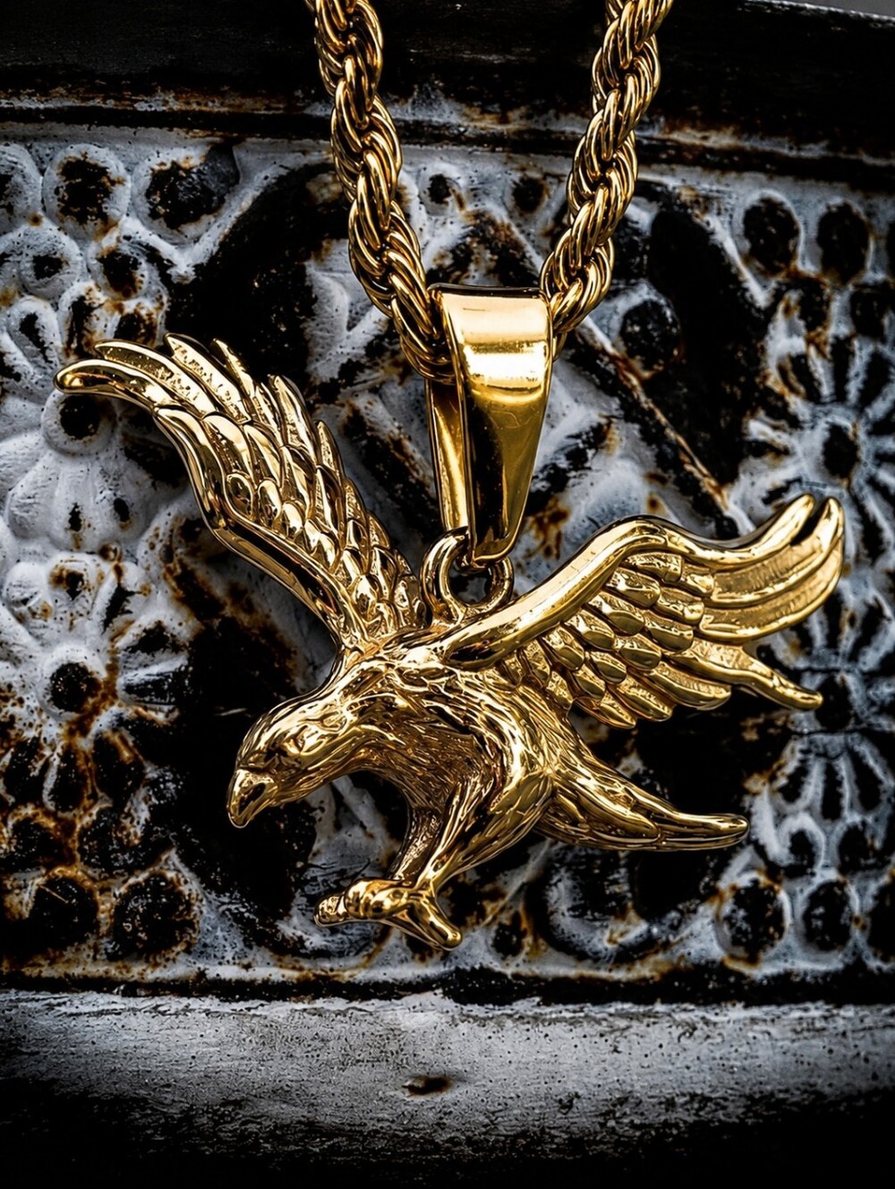 14k Gp Stainless steel Eagle Necklace